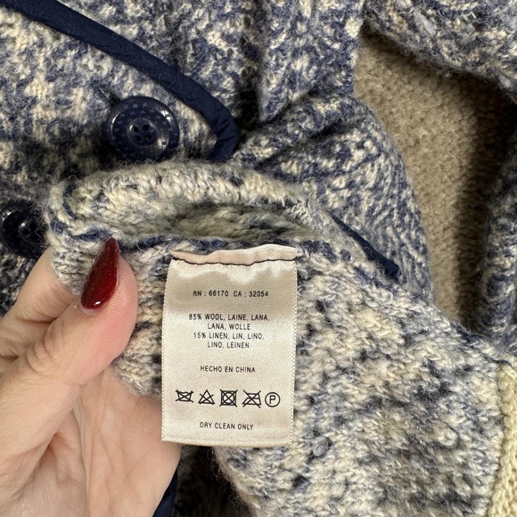 Angel Of The North Jacket Womens XS Blue White Wool Linen Paisley Blazer Knit - Picture 8 of 10